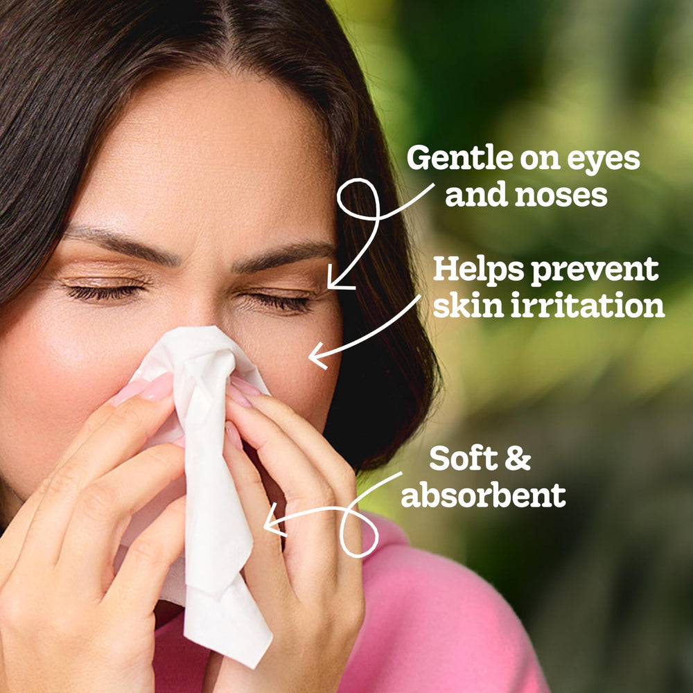 Kleenex mano sosteniendo pañuelo demostrando comodidad y absorción