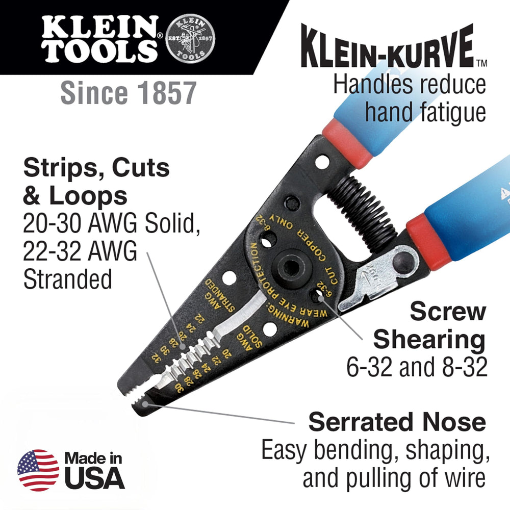 Klein Tools detalle de cuchillas rectificadas para cortes y pelados limpios