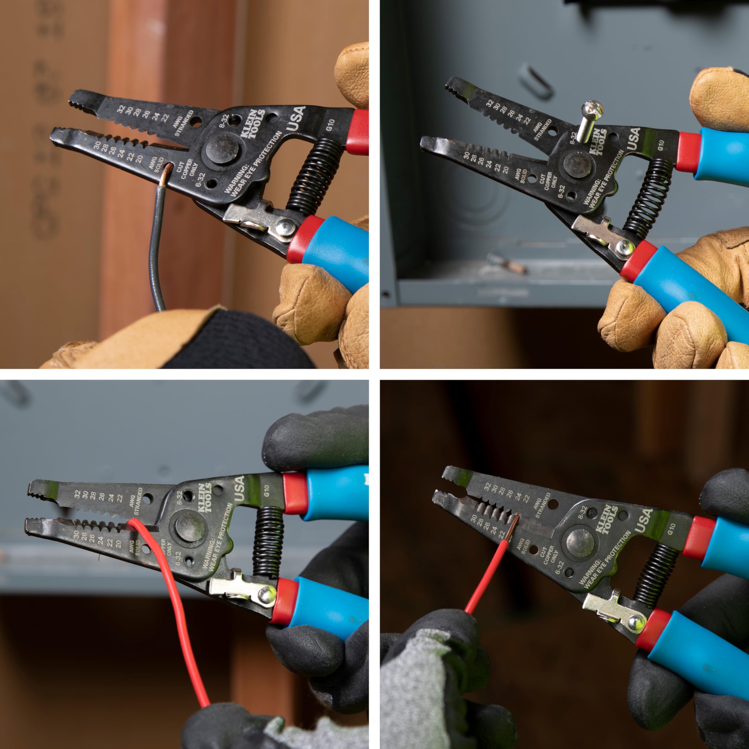 Klein Tools marcaciones visibles en la herramienta para seleccionar el pelado correcto