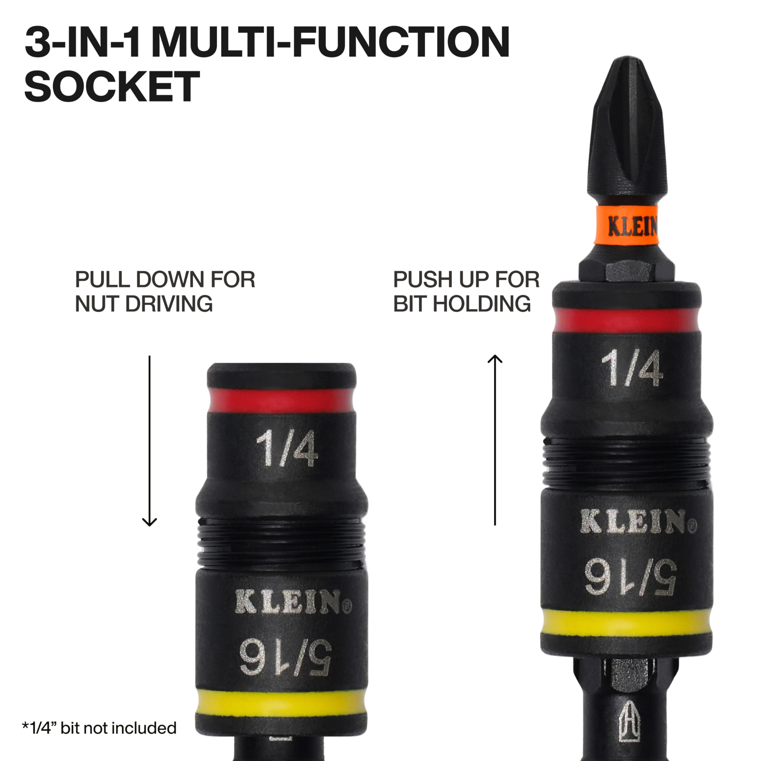 Klein Tools set montado en un atornillador de impacto demostrando uso profesional