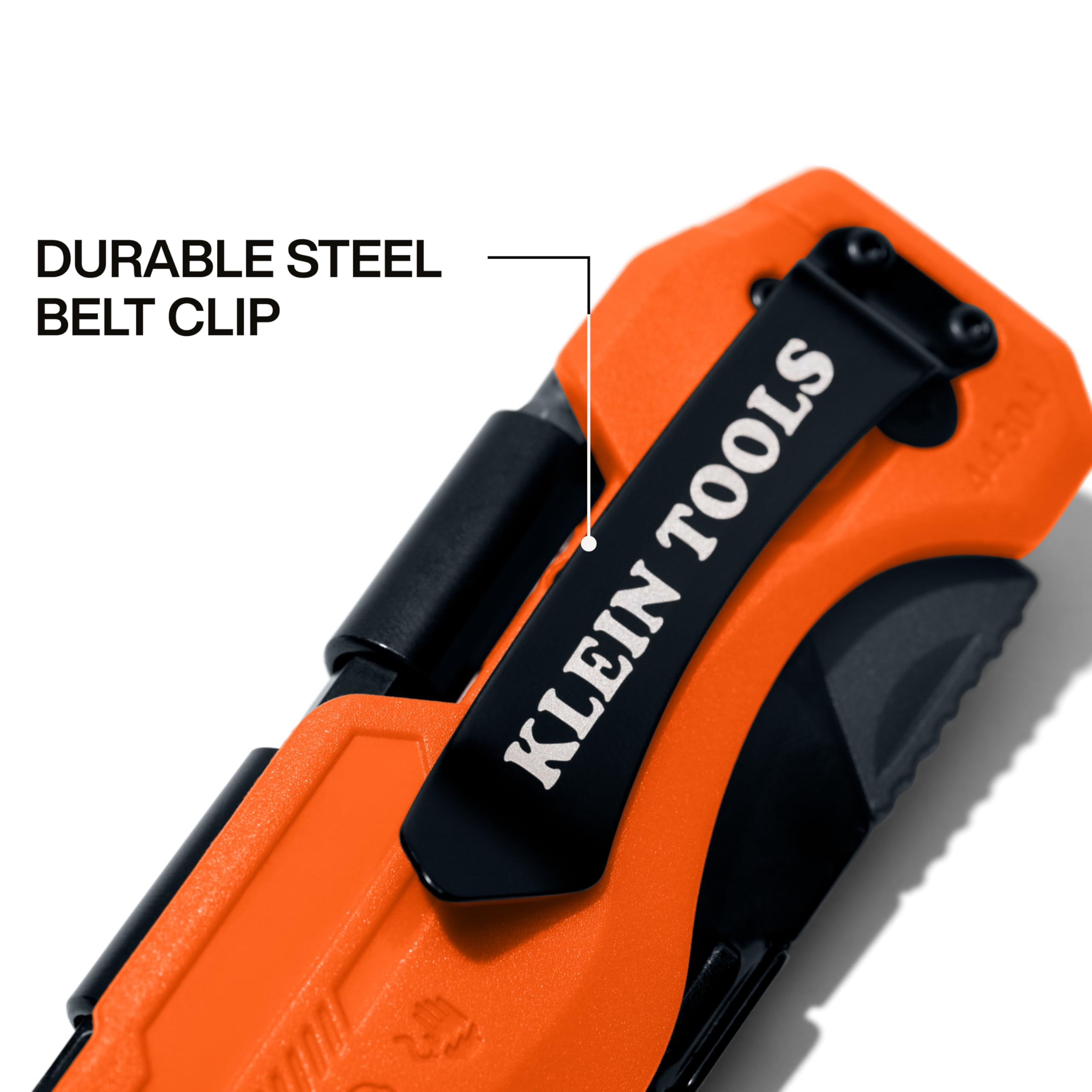 KLEIN TOOLS clip para cinturón y orificio tether para transporte seguro