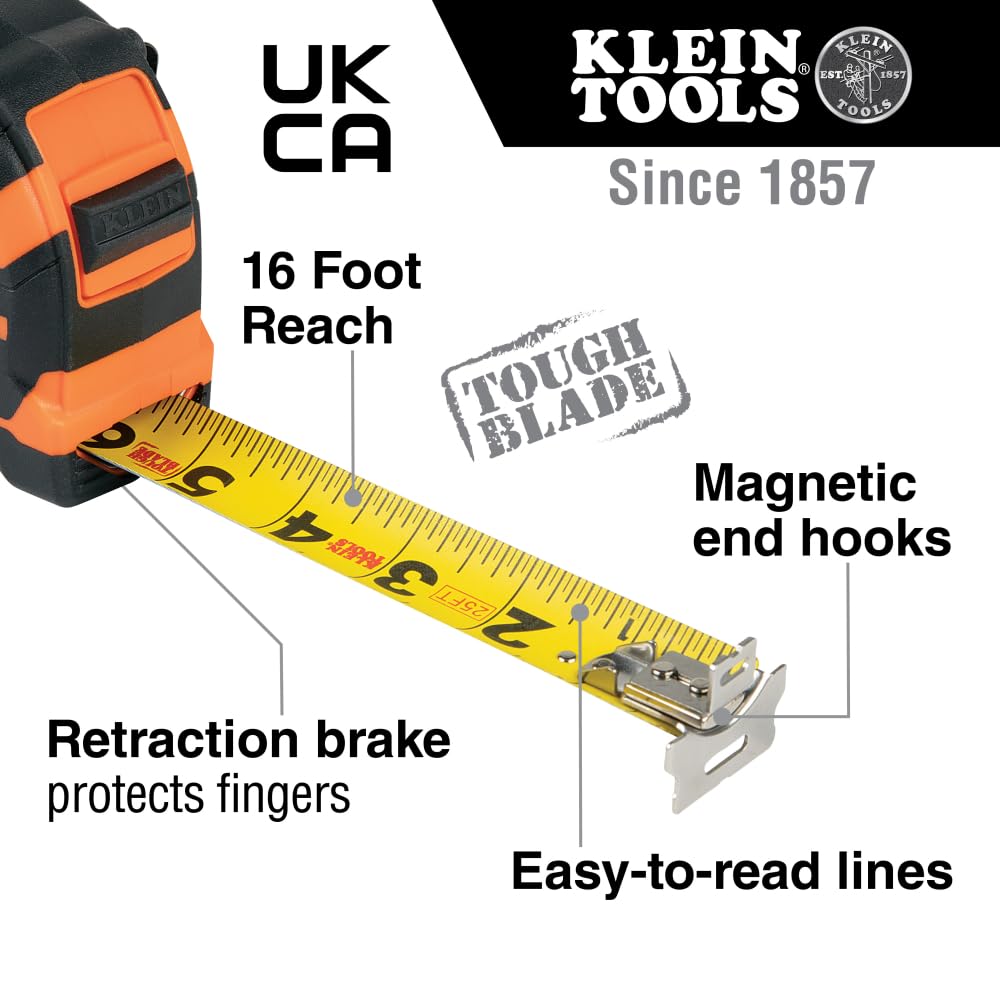 Klein Tools 9225 blade close-up showing bold 1/8-inch markings for accurate measuring