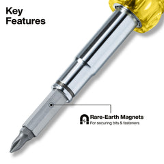 Klein Tools organized bit storage open layout with eight heat-treated bits for durability