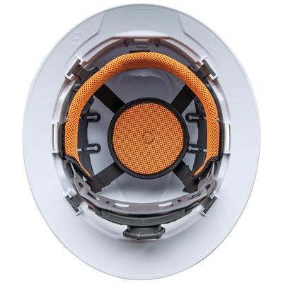 Klein Tools casco usado en obra destacando durabilidad profesional