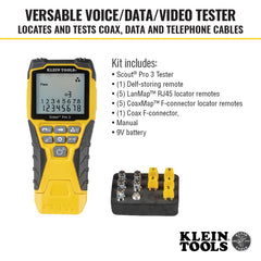 Klein Tools CoaxMap remote closeup showing connector and simple identification