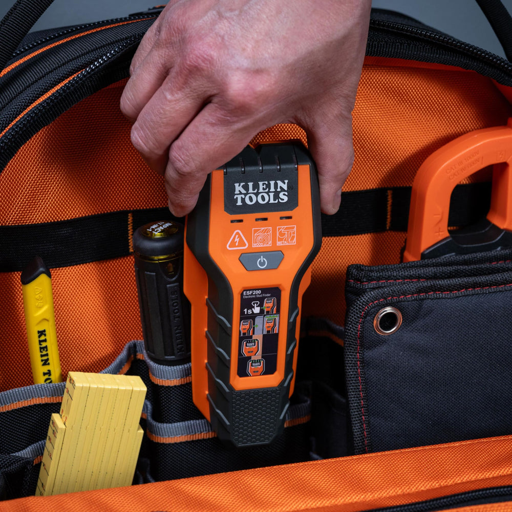 Klein Tools ESF200 used while mounting a TV to locate studs and avoid hidden hazards