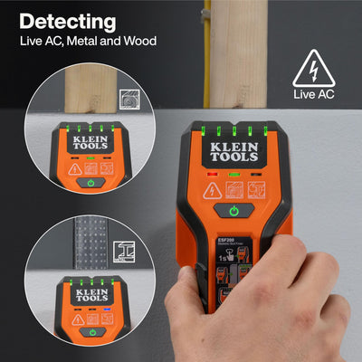 Klein Tools ESF200 side profile highlighting comfort grip and guarded backing that protects walls