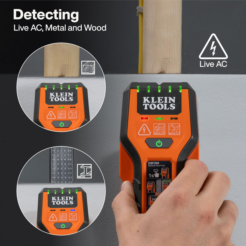 Klein Tools ESF200 side profile highlighting comfort grip and guarded backing that protects walls