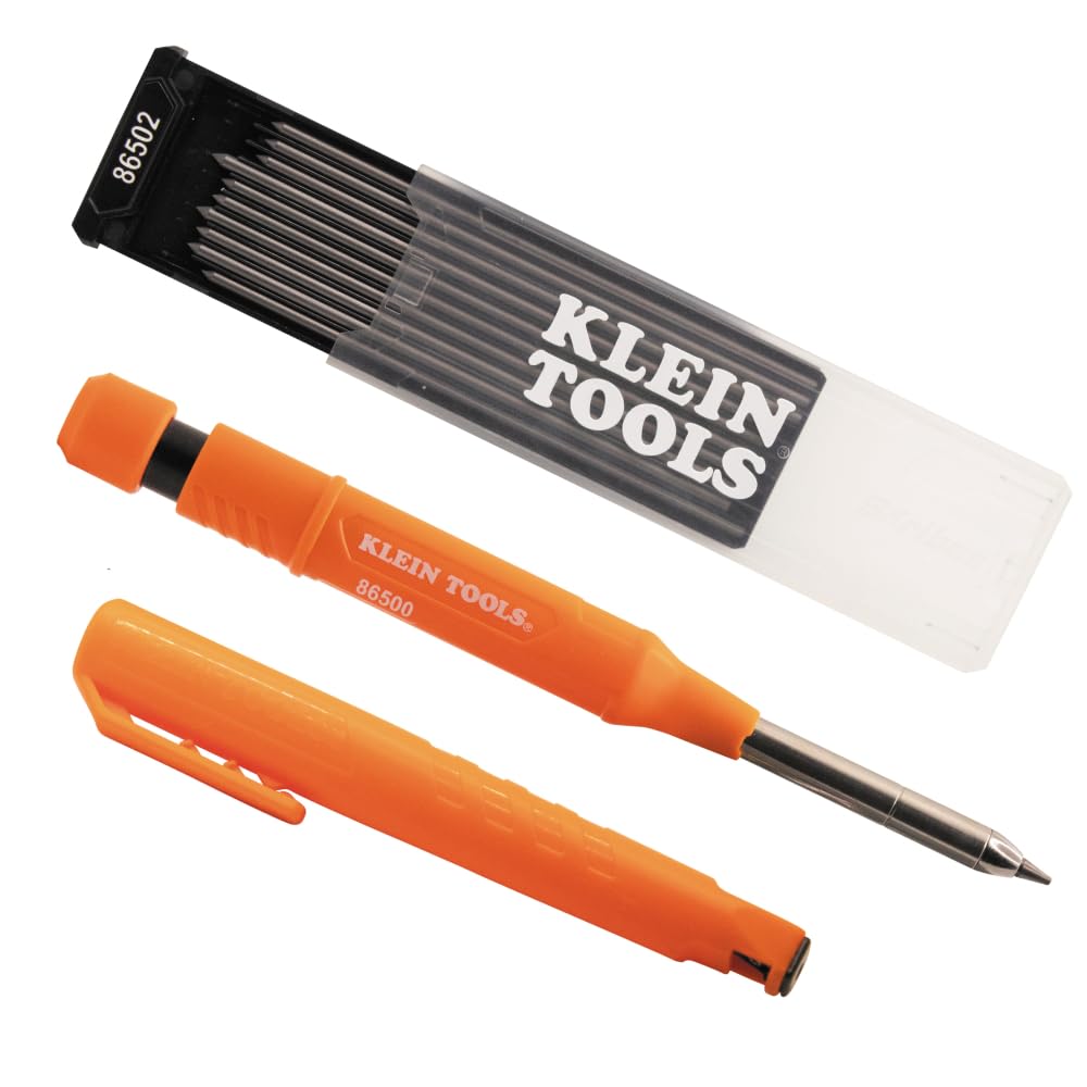 KLEIN TOOLS lápiz Skribes frontal mostrando cuerpo triangular y afilador integrado