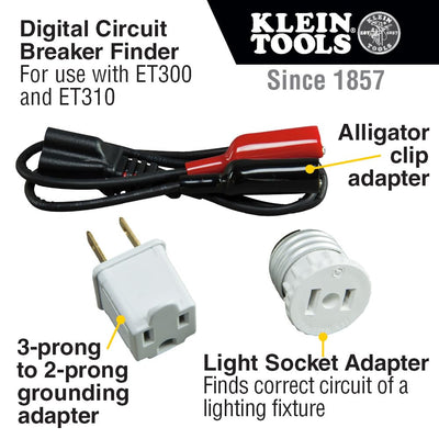 Klein Tools light socket adapter attached to transmitter to trace lighting circuits safely