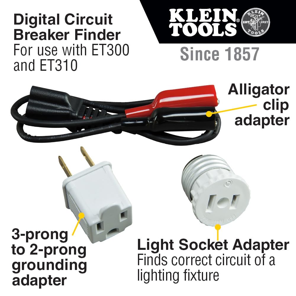 Klein Tools light socket adapter attached to transmitter to trace lighting circuits safely