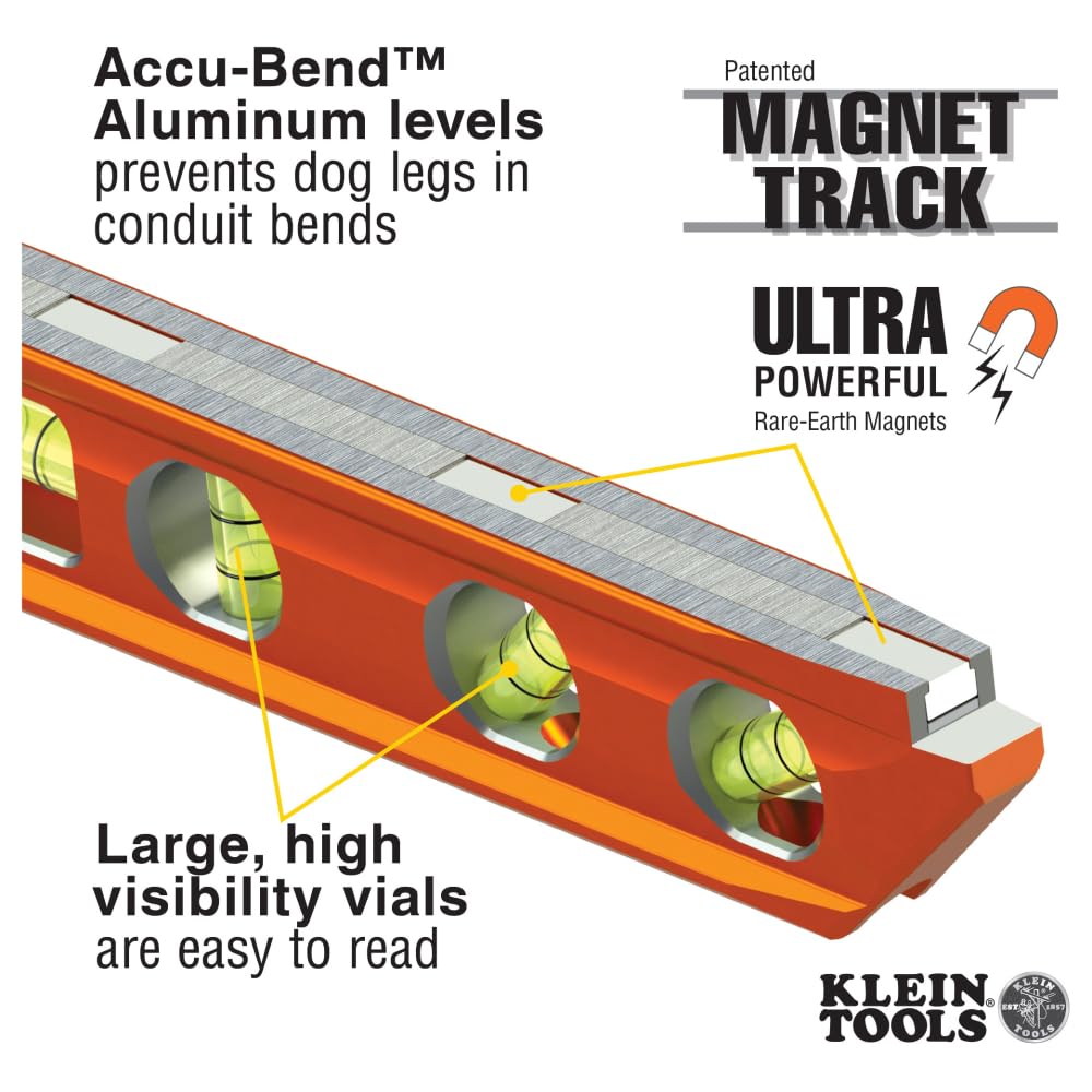 Klein Tools magnet track detail illustrating secured rare-earth magnets and durability