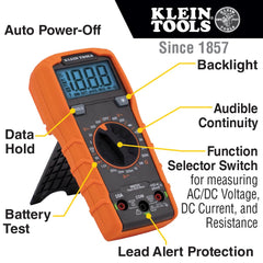 Klein Tools MM325 backlit LCD display for clear readings in low light