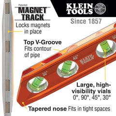 Klein Tools close-up of vials and windows for fast, accurate angle reads