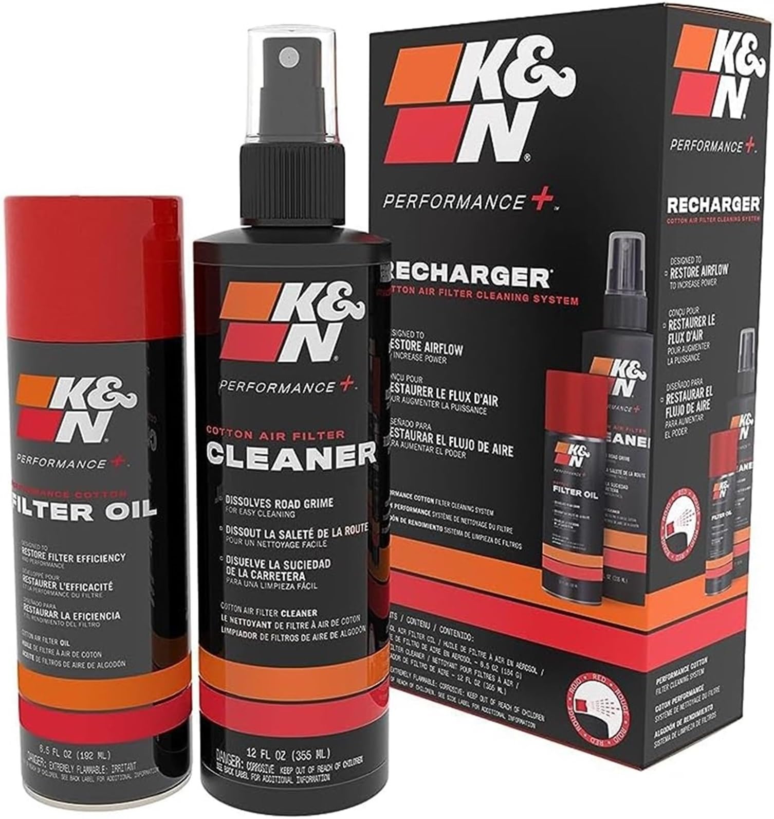 K&N kit frontal con envases mostrando contenido y facilidad de uso