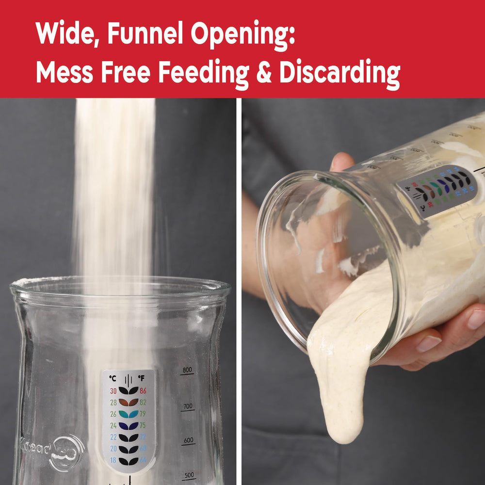 KNEADACE jar next to common kitchen items to show 34 oz scale and capacity