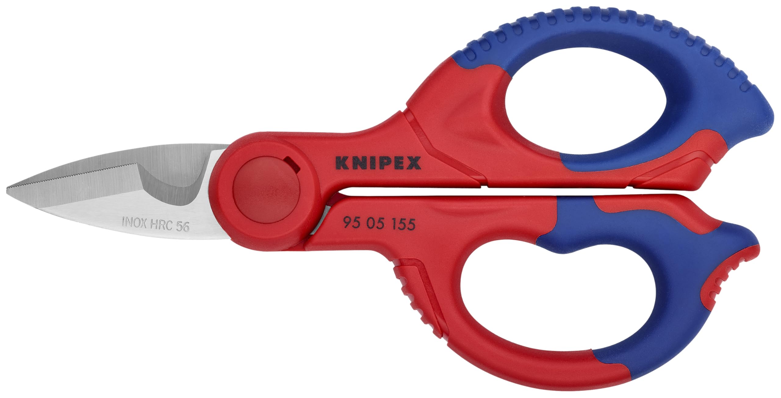 KNIPEX tijeras frontal mostrando diseño ergonómico y fácil agarre