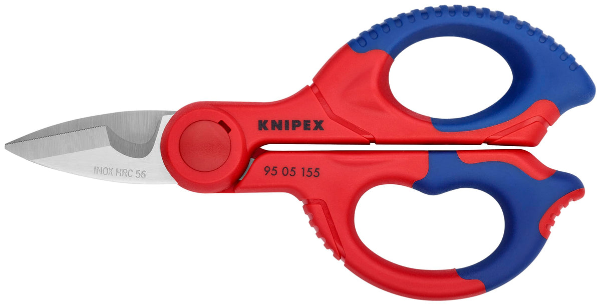KNIPEX tijeras frontal mostrando diseño ergonómico y fácil agarre