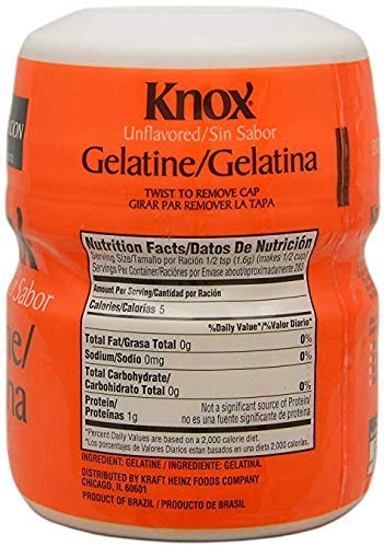 Knox powdered gelatin texture close-up illustrating smooth, neutral powder