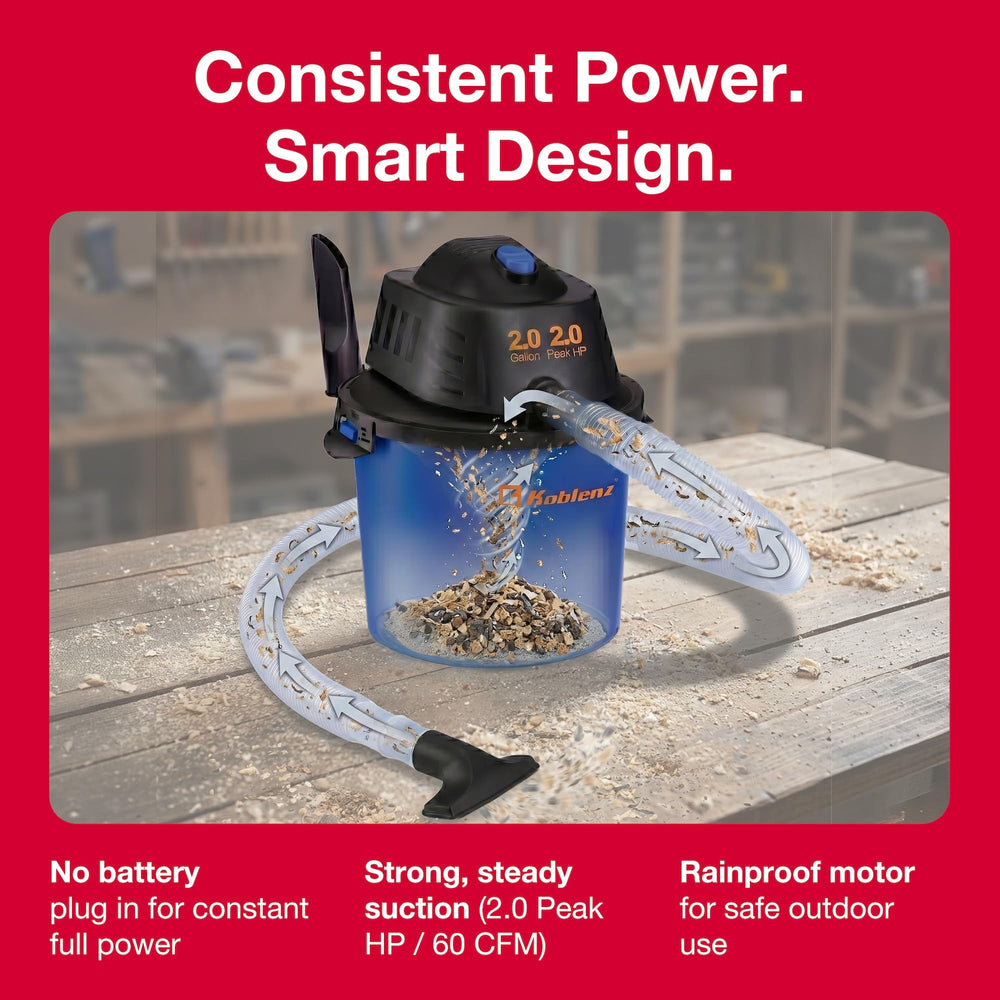 Koblenz función soplador despejando polvo y hojas en el garaje con eficacia
