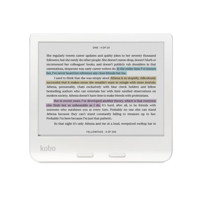 Kobo Libra Colour side view highlighting page-turn button for ergonomic comfortable reading