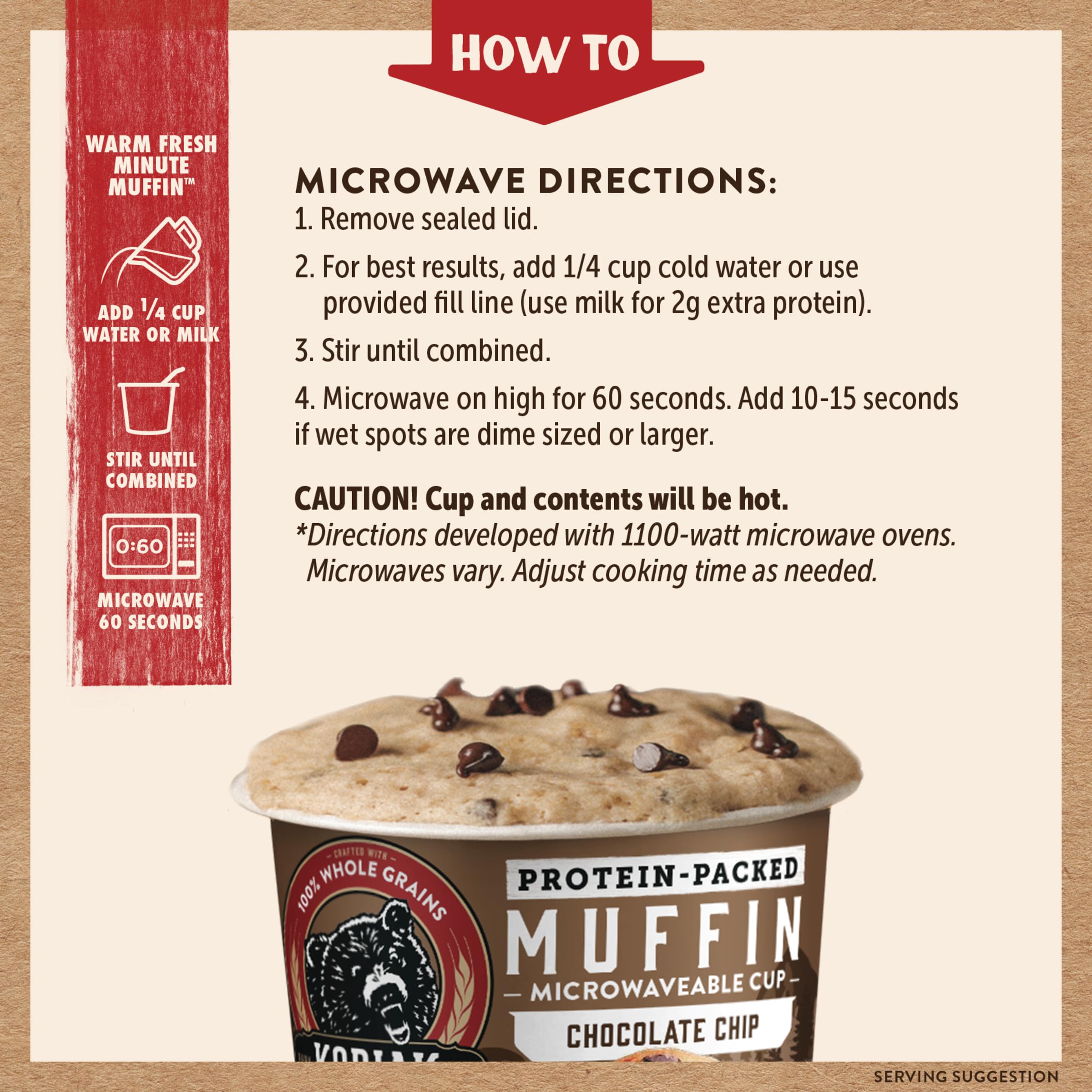 Kodiak Cakes muffin en mano para comparar tamaño y porción práctica