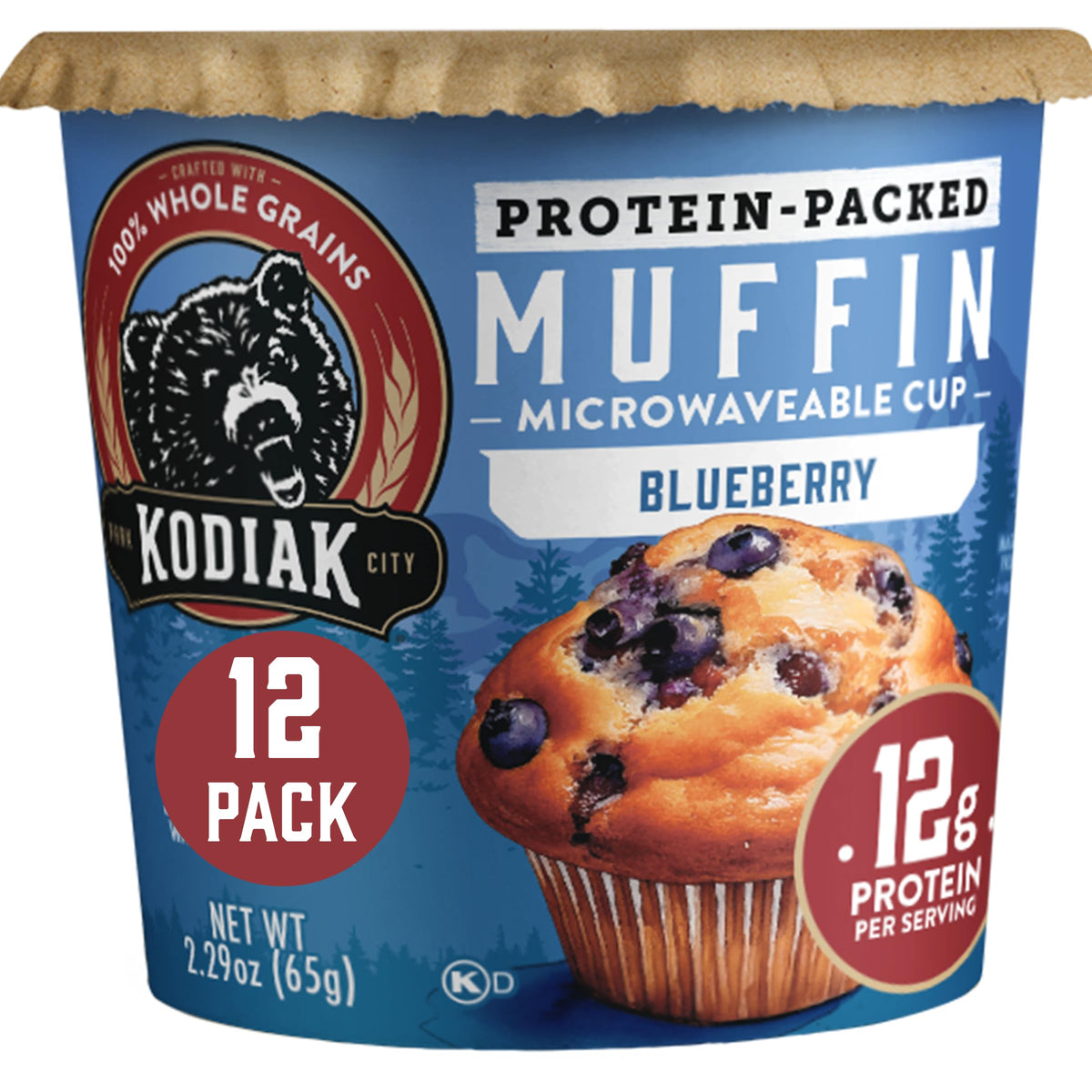 Kodiak Cakes frente del empaque mostrando propiedades y conveniencia
