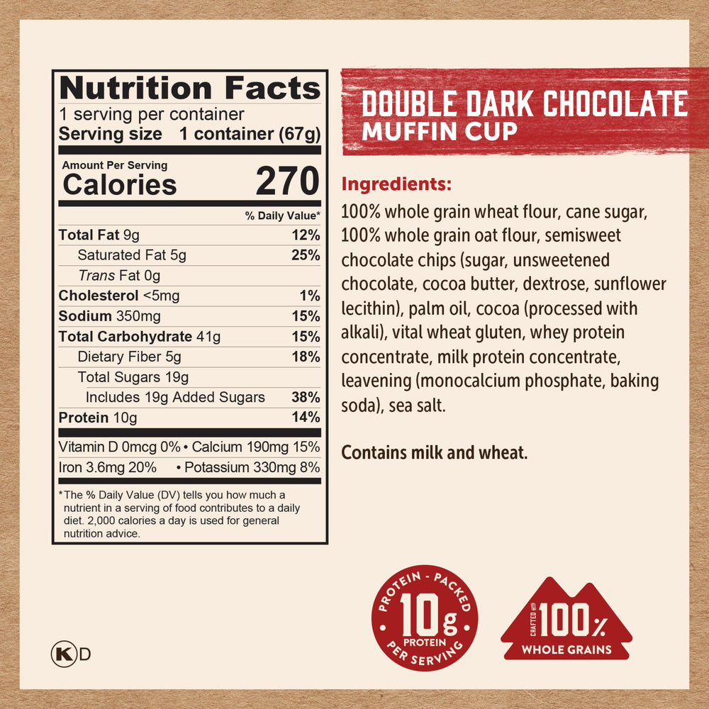 Kodiak Cakes etiqueta de ingredientes destacando granos integrales Non-GMO