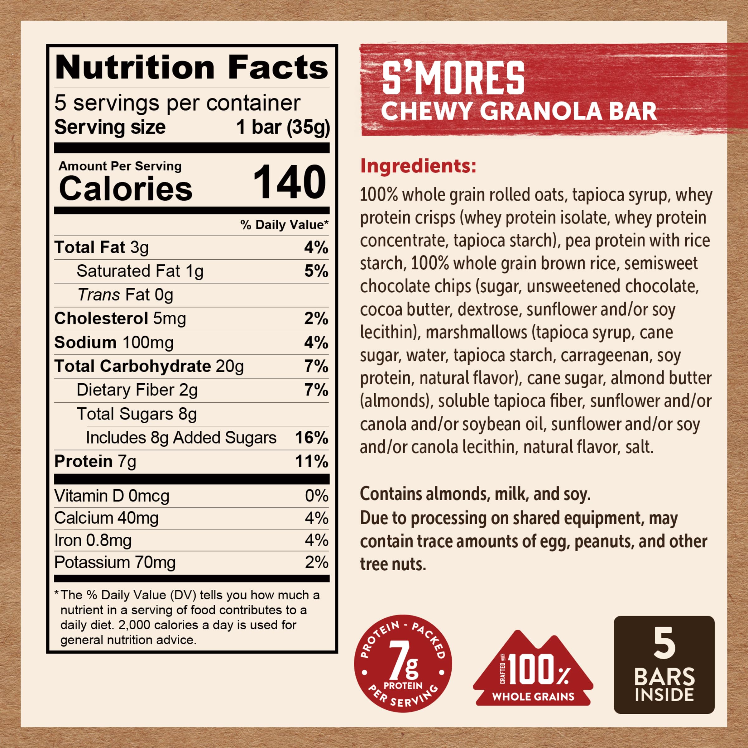 Kodiak Cakes barra junto a una regla para comparar tamaño, muestra porción portátil
