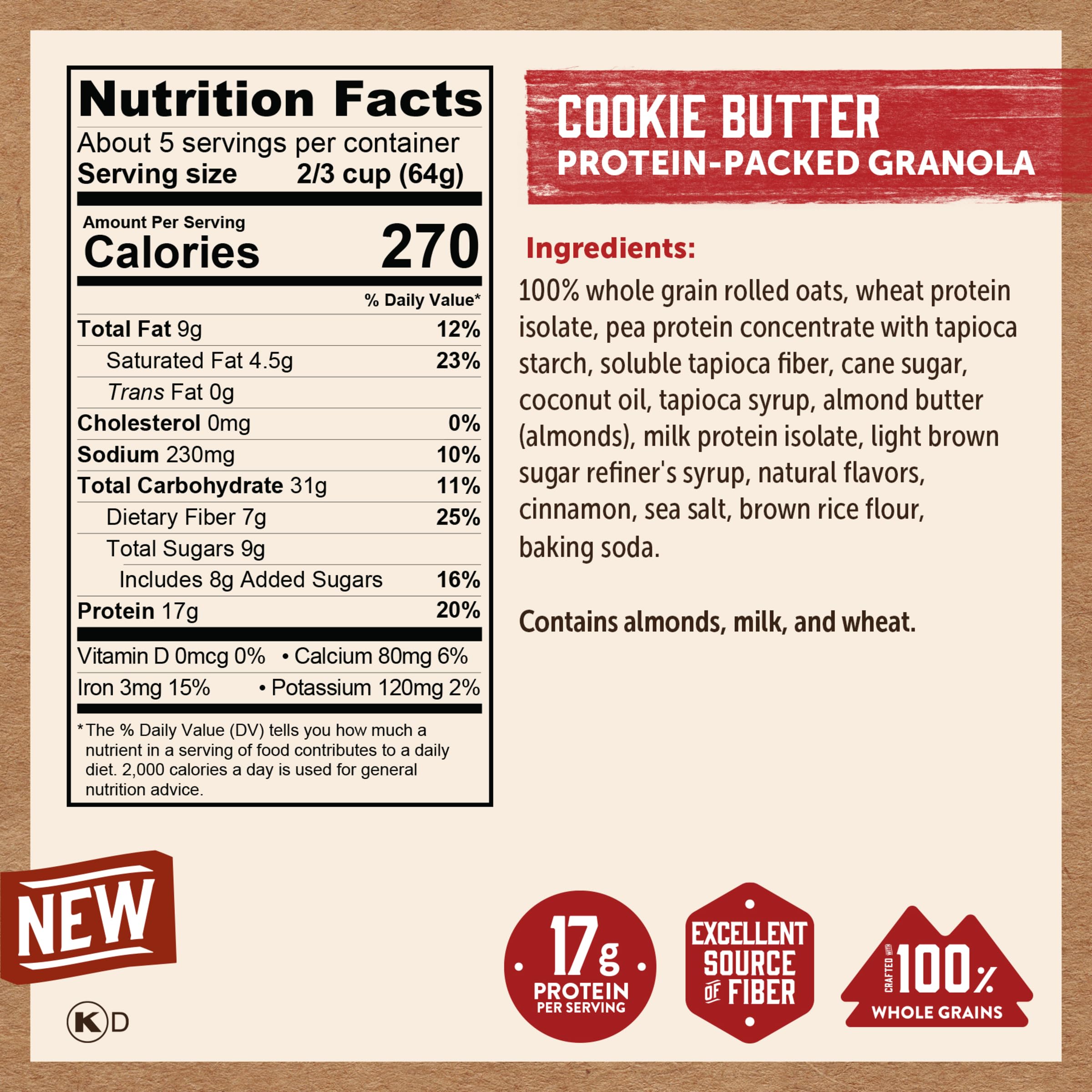 Kodiak Cakes pouch abierto mostrando cierre resellable y facilidad de transporte