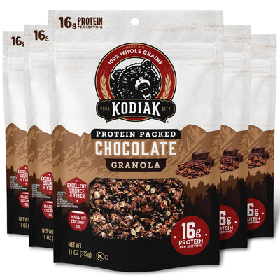 Kodiak Cakes empaque frontal del producto mostrando el diseño y beneficios