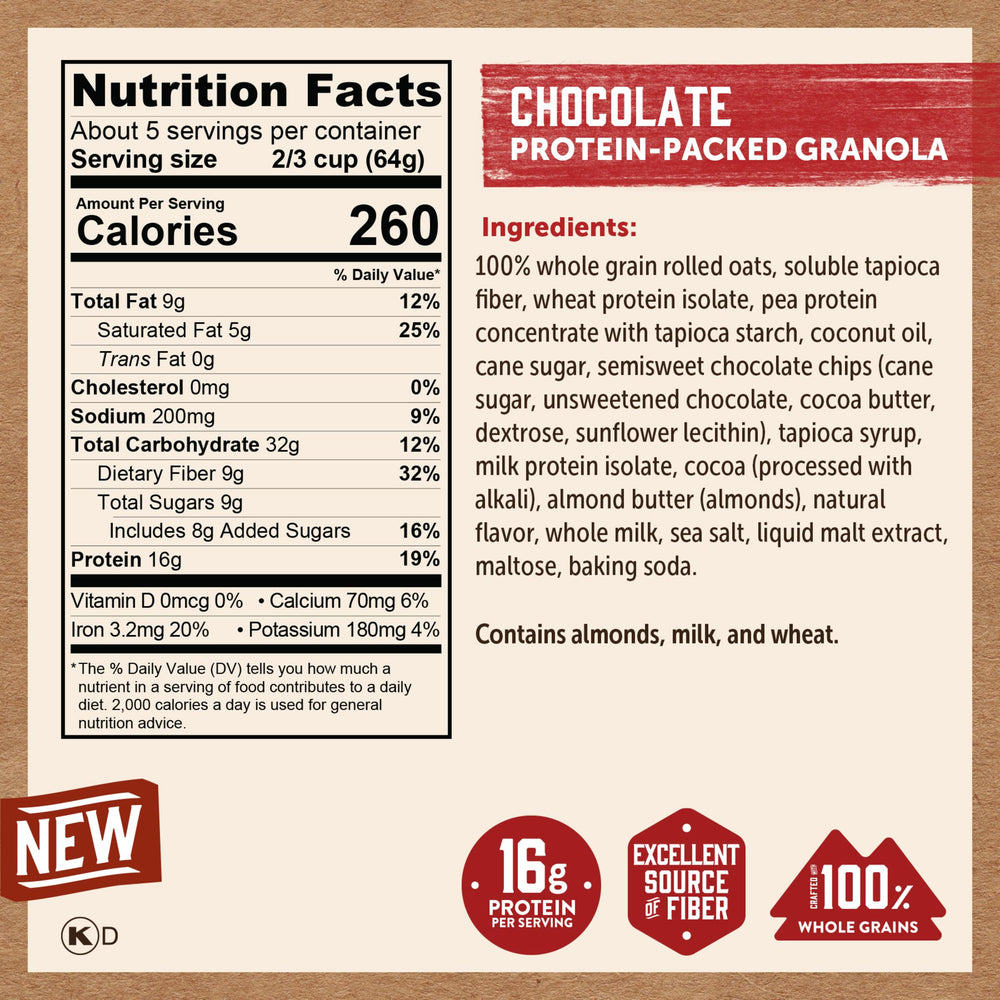 Kodiak Cakes comparación de tamaño del sobre para llevar y porciones individuales