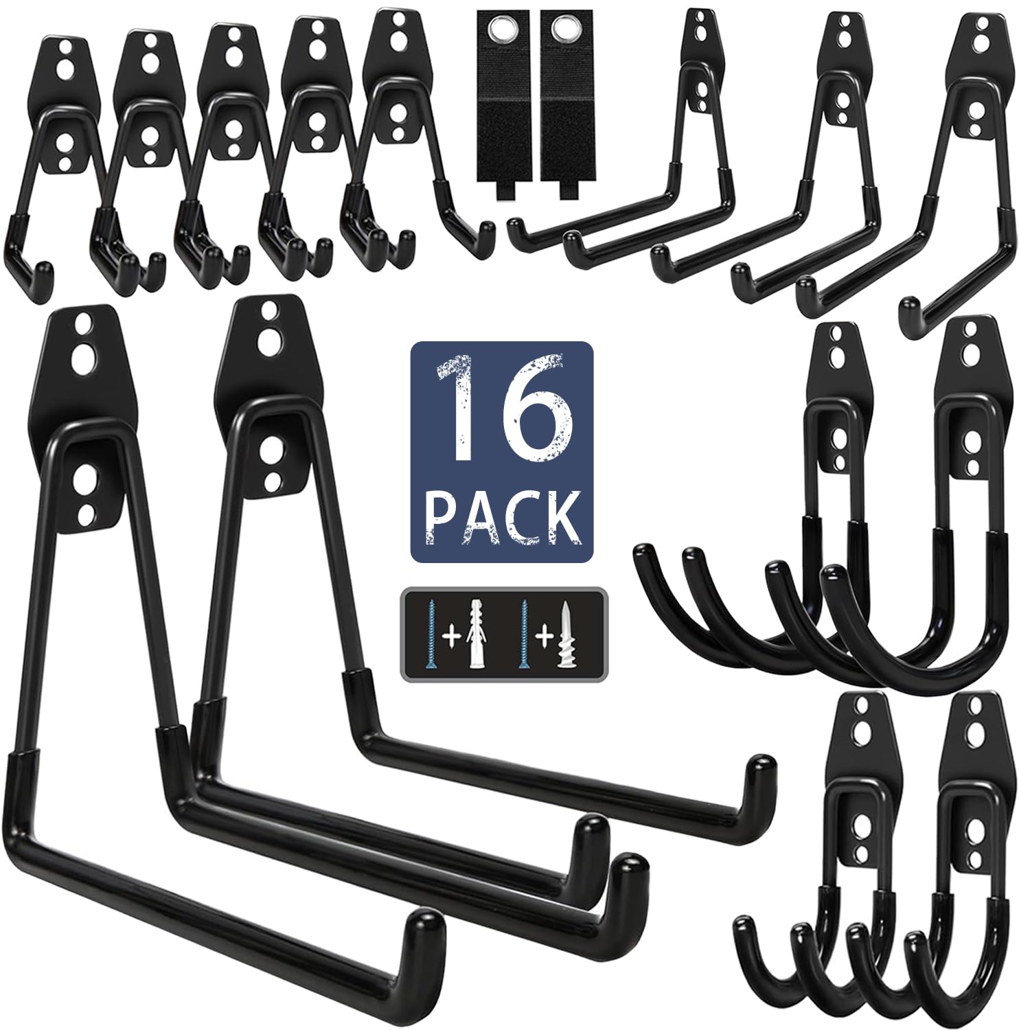 KOFANI front view of 16-pack hooks showing contents and hardware benefit organization