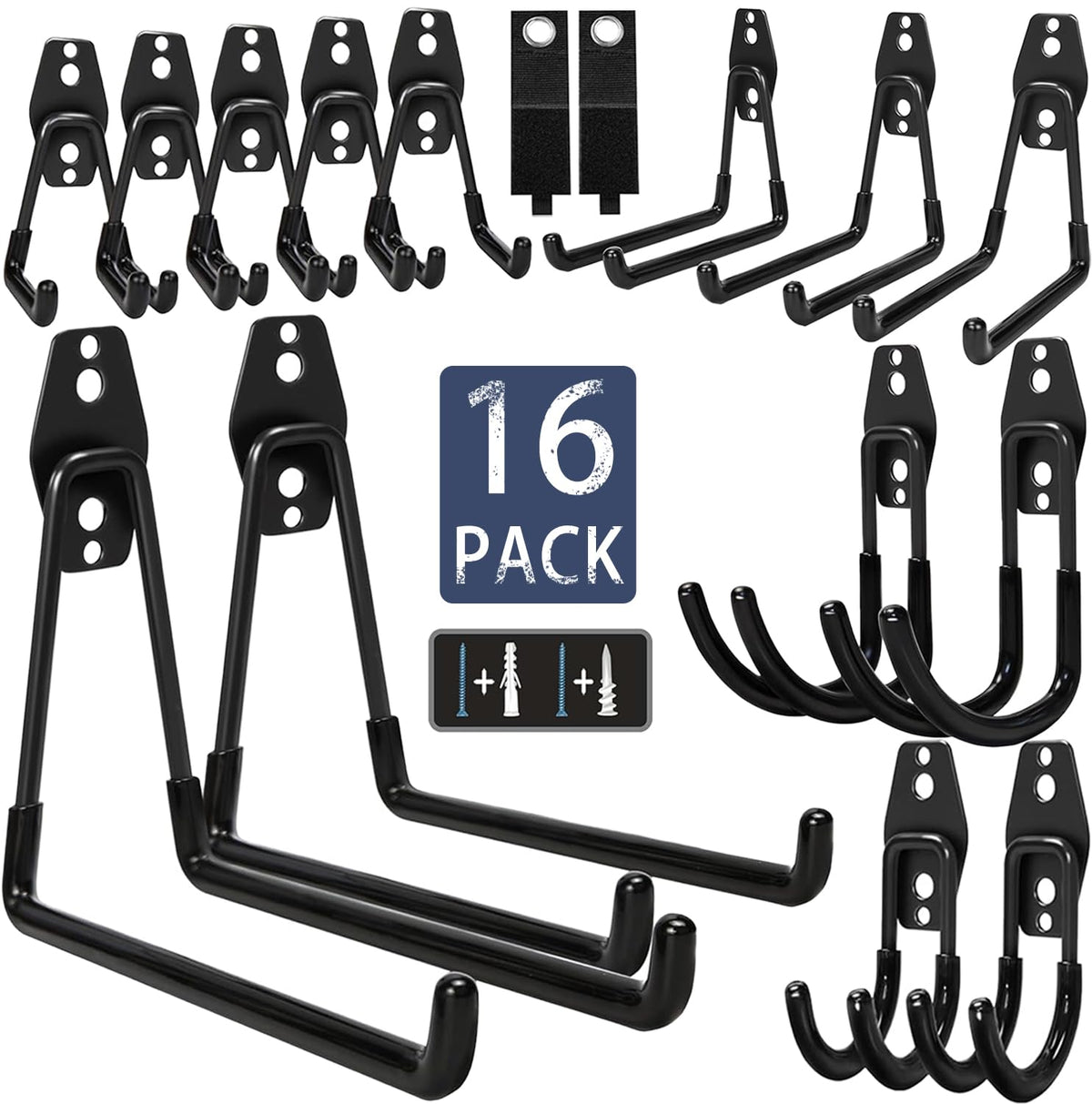 KOFANI front view of 16-pack hooks showing contents and hardware benefit organization