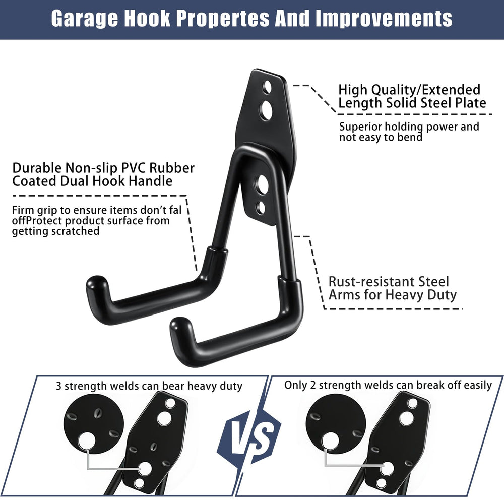 KOFANI mounted hooks on garage wall showing easy access and space saving benefit