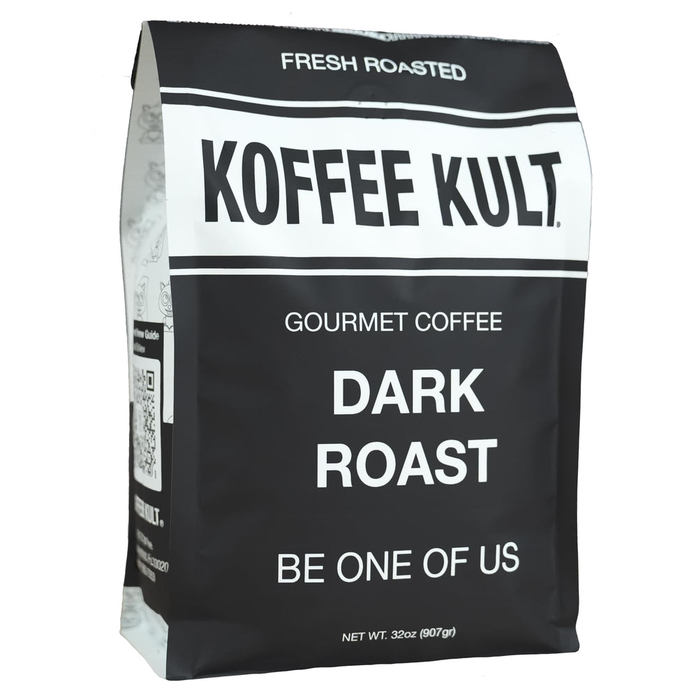 Koffee Kult frente del empaque mostrando 32oz y frescura