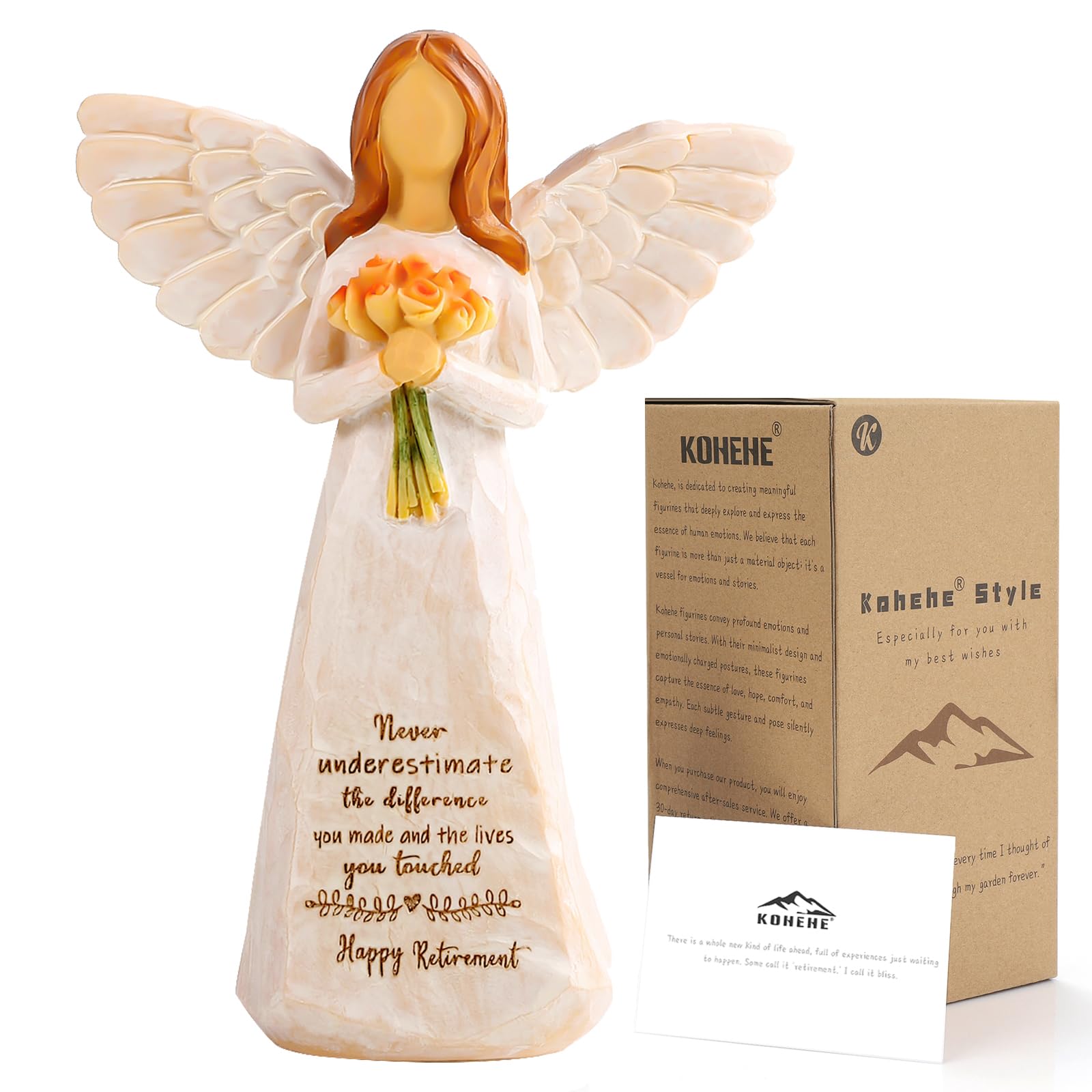 Kohehe figura ángel frontal mostrando gesto sereno y estética decorativa