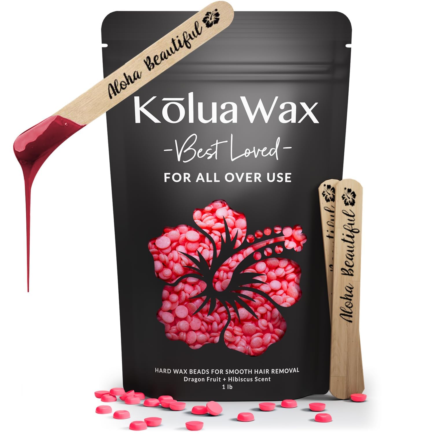 KoluaWax envase frontal Dragon Fruit mostrando cantidad y marca para depilación