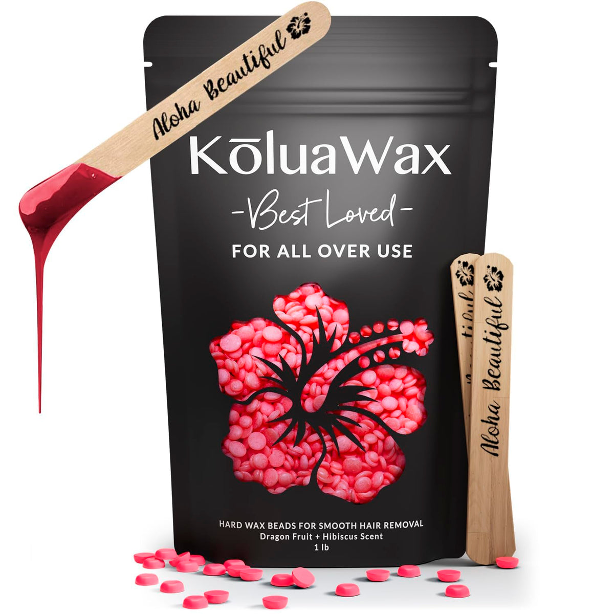 KoluaWax envase frontal Dragon Fruit mostrando cantidad y marca para depilación
