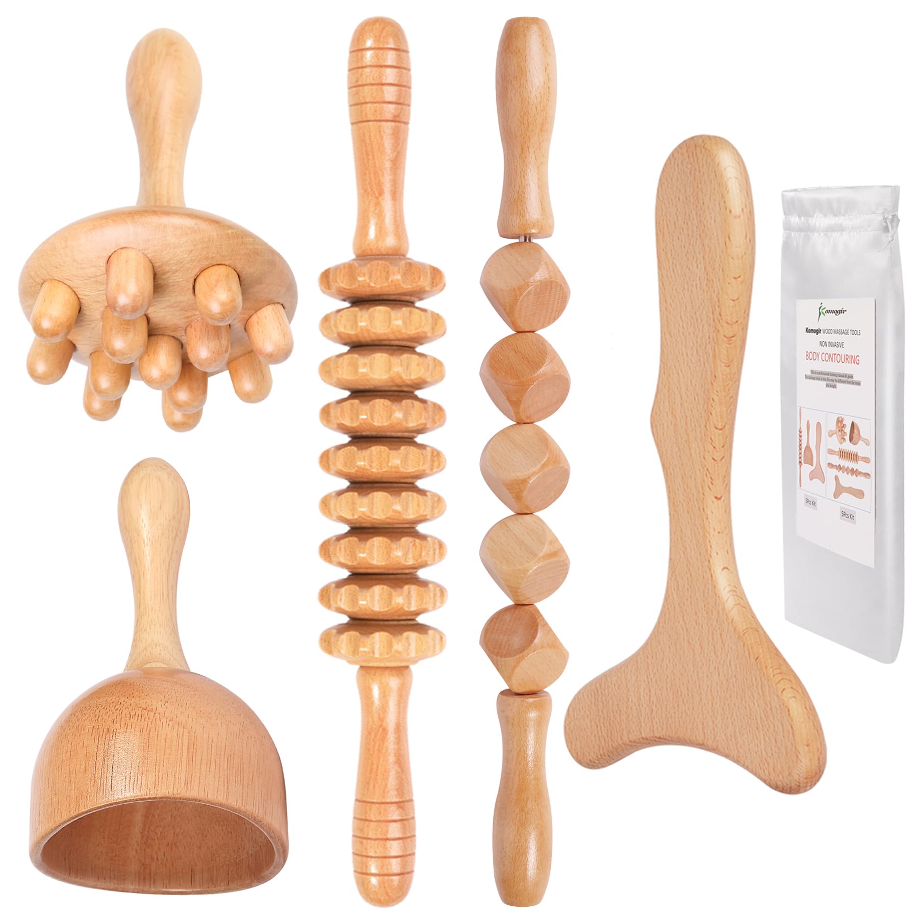 Komogir vista frontal del kit mostrando todas las herramientas y beneficios spa