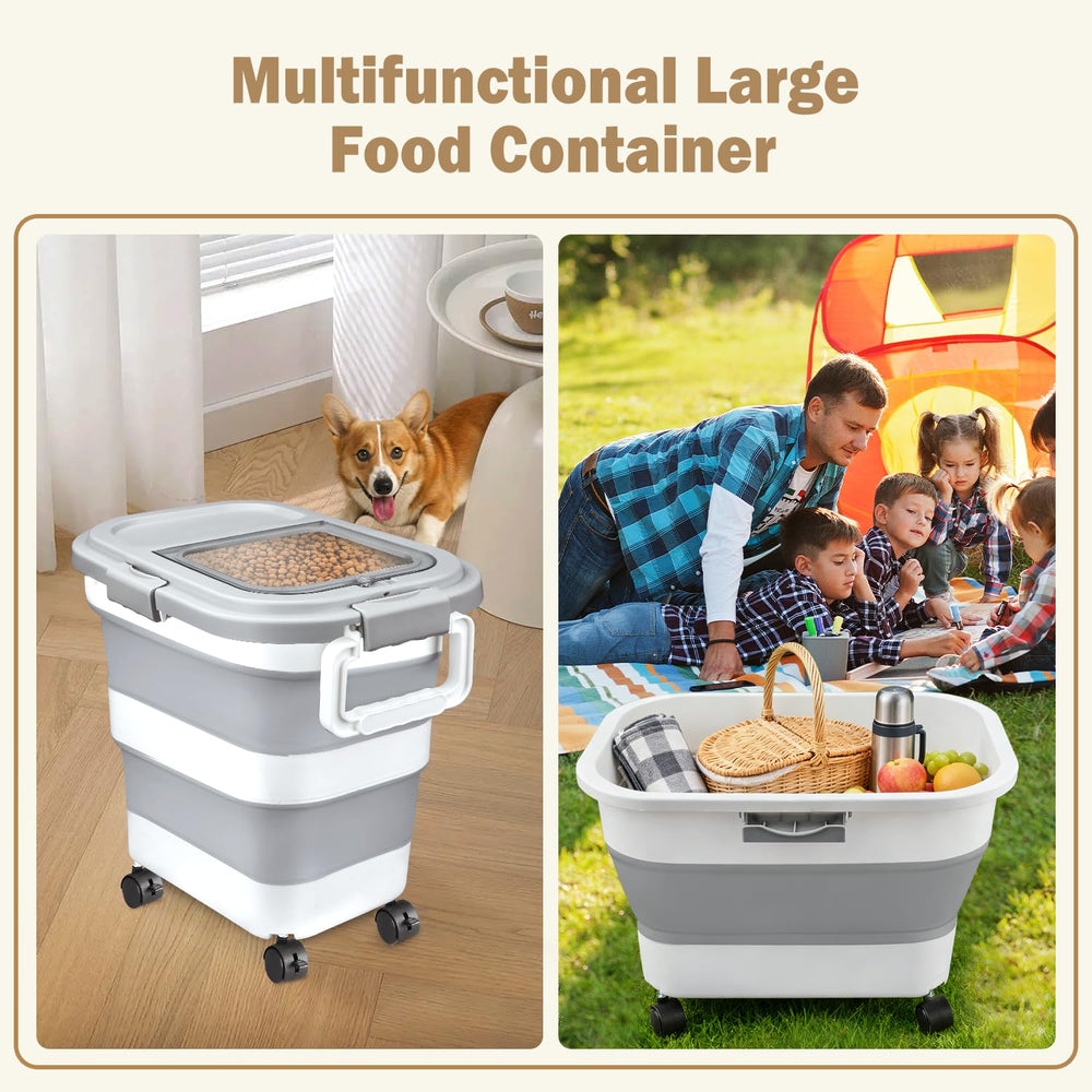 Komzon folded low-profile container demonstrating space-saving storage in cabinets