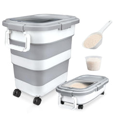 Komzon front view of airtight rice container showing locking lids and capacity, keeps food fresh