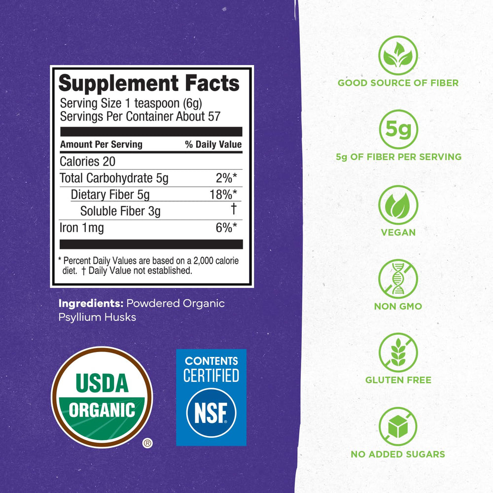 Konsyl etiqueta con certificación USDA Organic y listado de un solo ingrediente