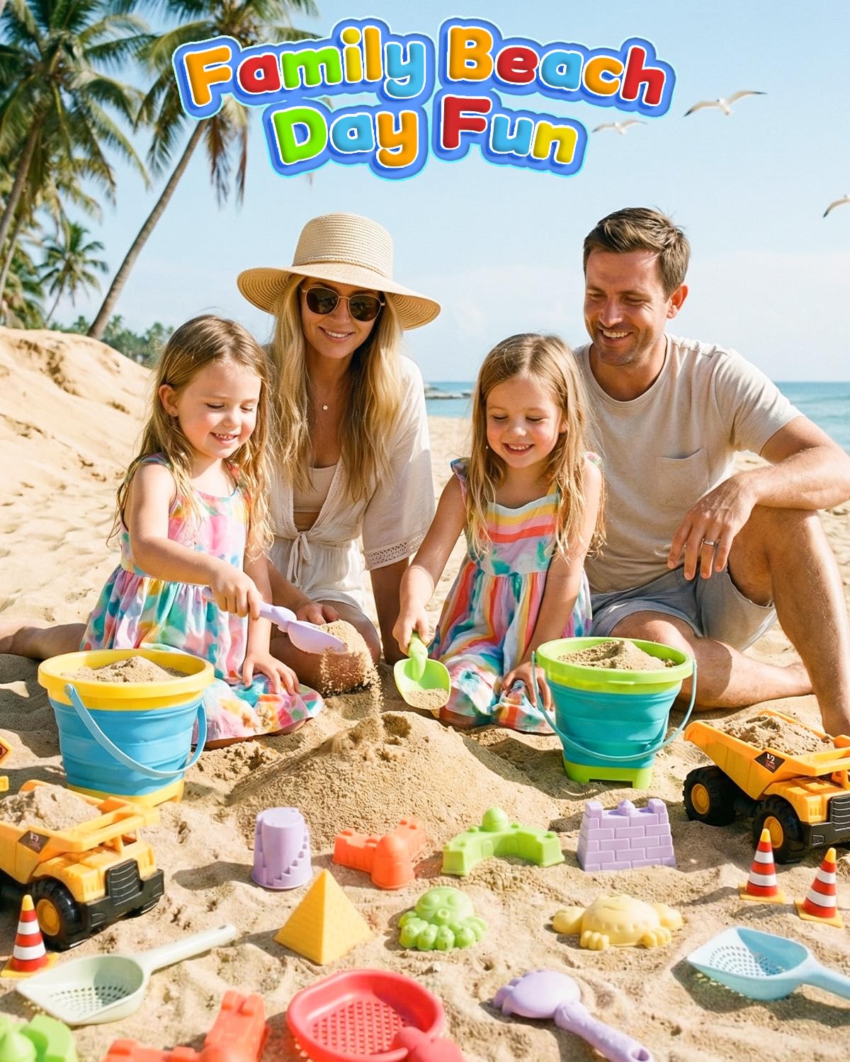 KONYXALU familia usando el set en la playa para juego compartido divertido