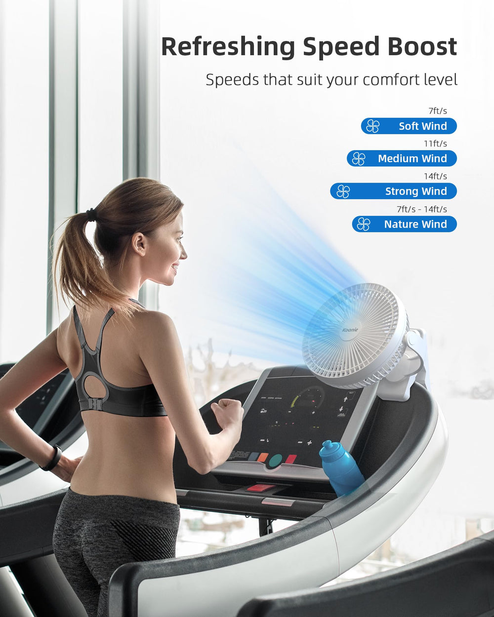 Koonie sujeto a trotadora ventilador portátil para ejercicio cómodo