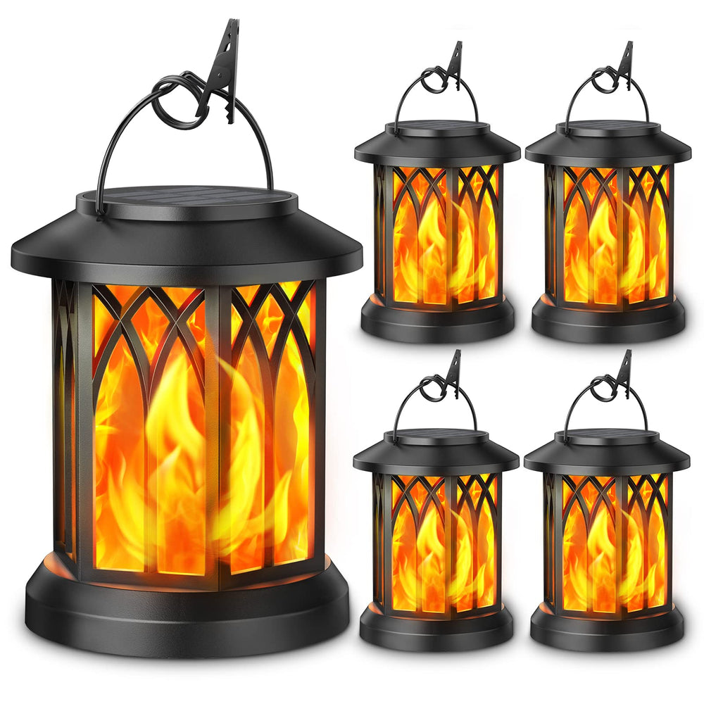 KOOPER front view hanging lantern showing warm flicker for cozy ambiance