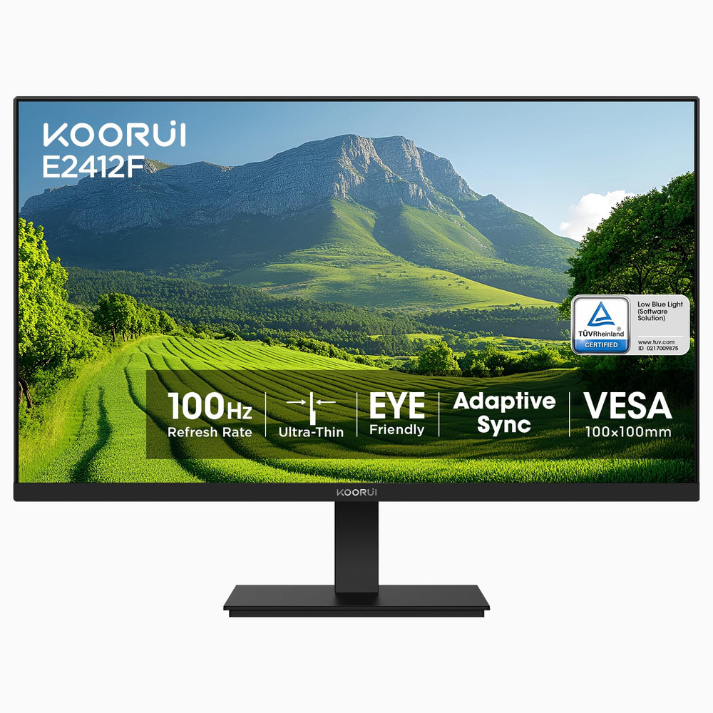 KOORUI vista frontal del monitor mostrando pantalla FHD y marco delgado