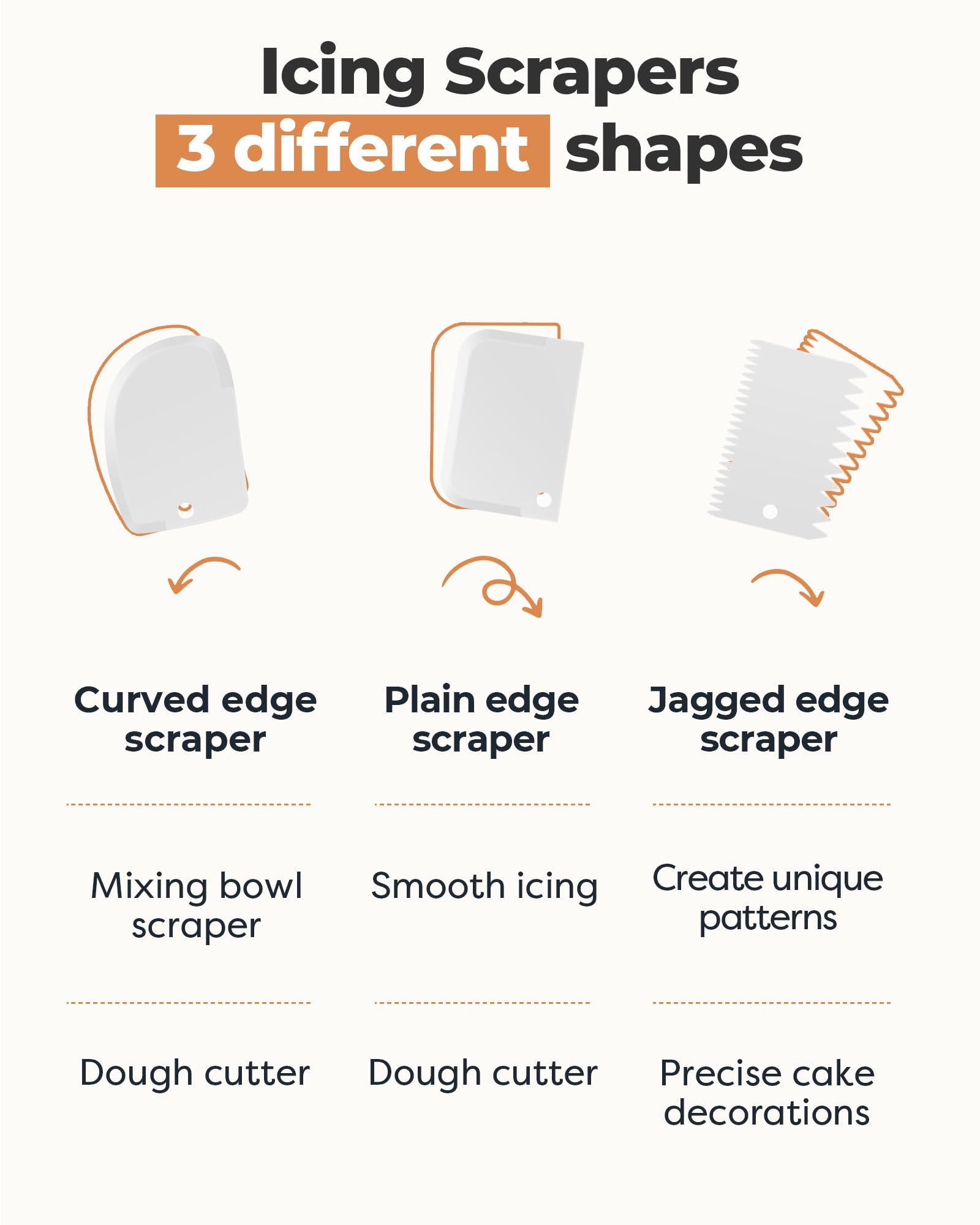 Kootek rasquetas con tres bordes para crear texturas variadas en pasteles