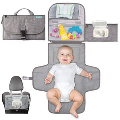 Kopi Baby cambiador frontal gris clásico, compacto y listo para viajar