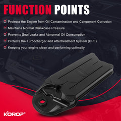 KOROP CCV filter installed on valve cover demonstrating correct fit and restored breathing